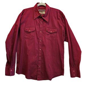 BC Ethic pearl snap shirt Mens XXL Maroon pocket flaps cowboy rodeo Office Dad